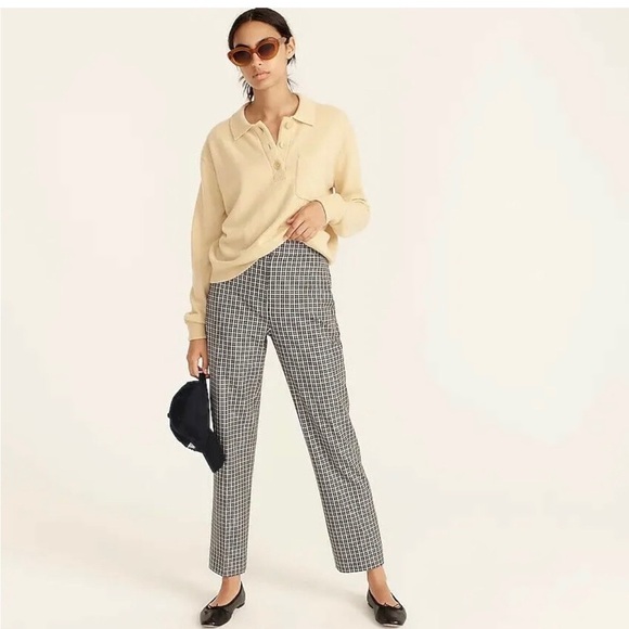 J. Crew Tall pull-on straight-leg pant check
Elastic Waist pocket Black White - Picture 1 of 13